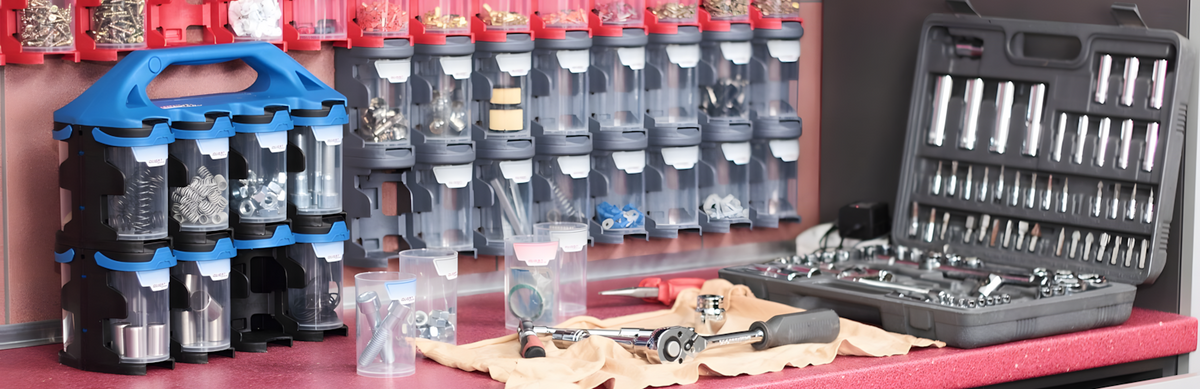 QuestSystem Q2x16 Mobiler Organizer  Sortierbox in der Garage